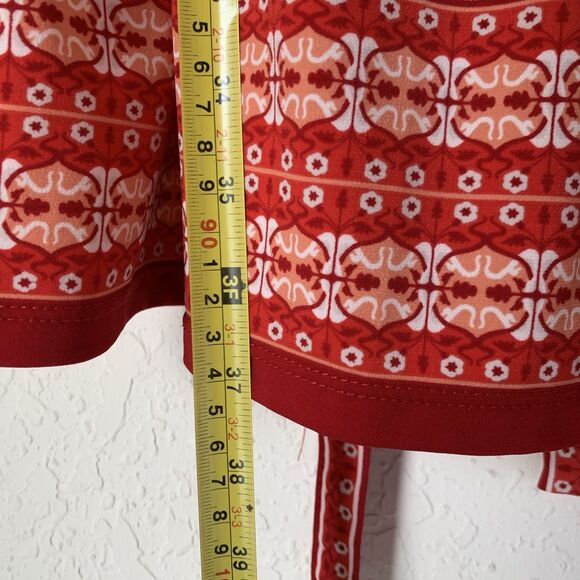 Max Studio Dress Women M Red Floral True Wrap Midi Feminine Garden Party Boho - Picture 8 of 10